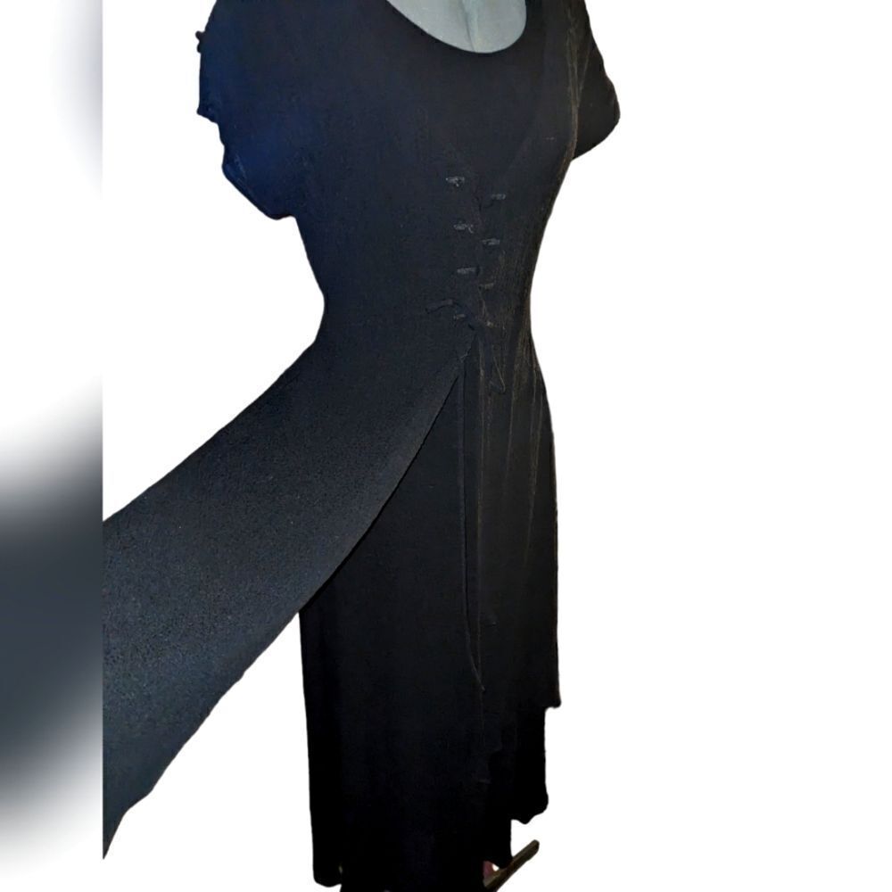 Gantos vintage black textured‎ dress with tie up details